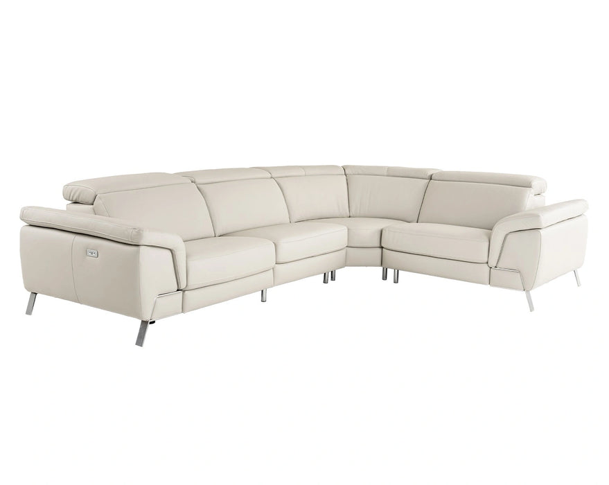 Mini Wonder - Italian Modern Grey Leather Sectional Sofa with Left Facing Recliner