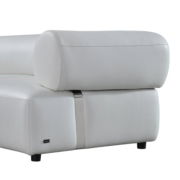 Stuart - Contemporary White Leather Left Facing Chaise Sectional Sofa