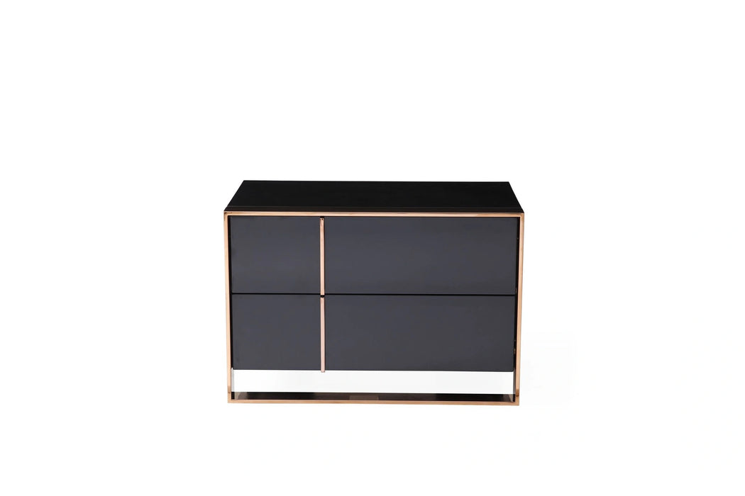 Cartier - Modern Black + Rose Gold Bed + Nightstands