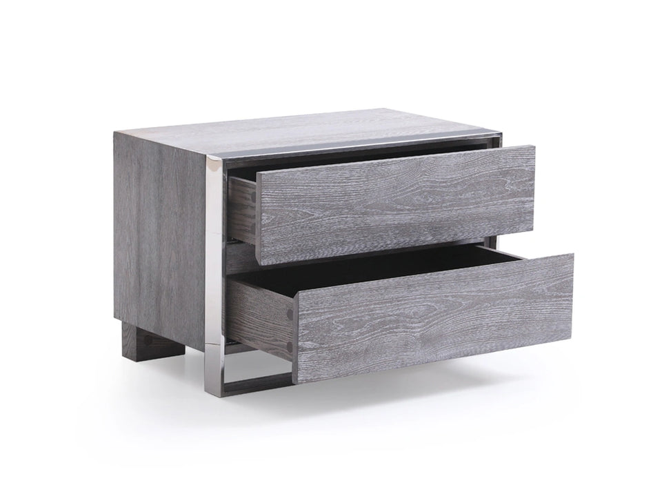 Arlene Modern Grey Elm & Stainless Steel Bedroom Set
