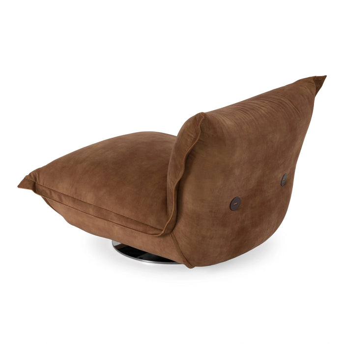 Hagen - Modern Camel Velvet + Chrome Swivel Accent Chair