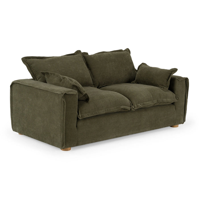 Durbin - Modern Green Fabric Loveseat