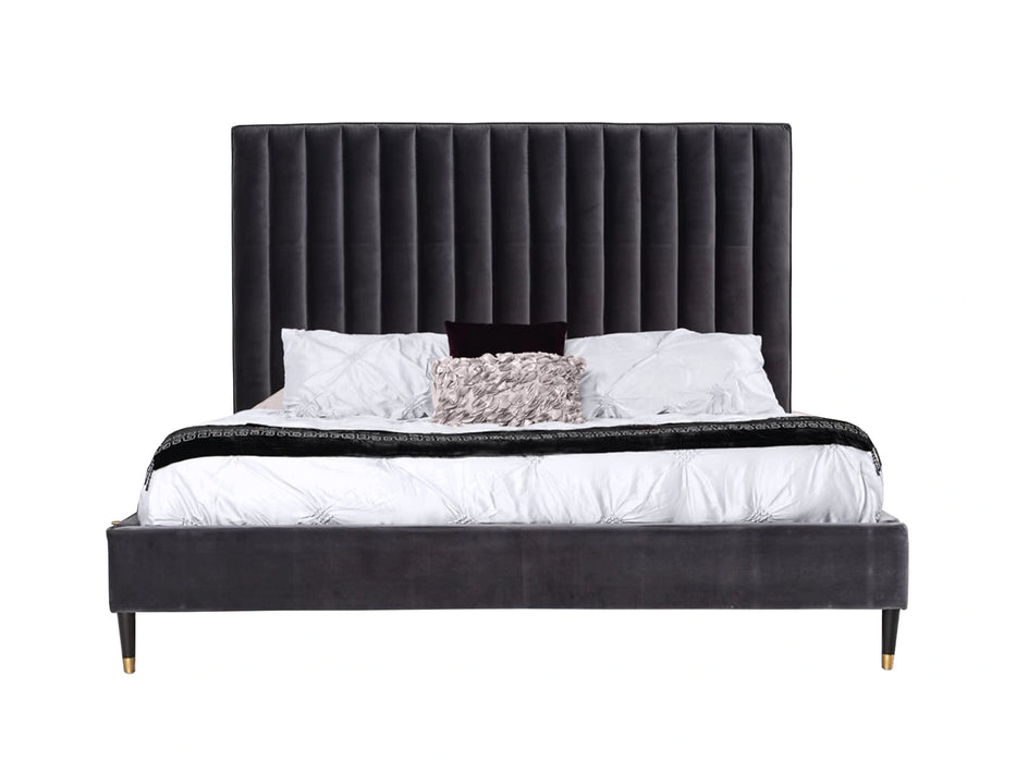 Hemlock - Modern Dark Grey Velvet Bed