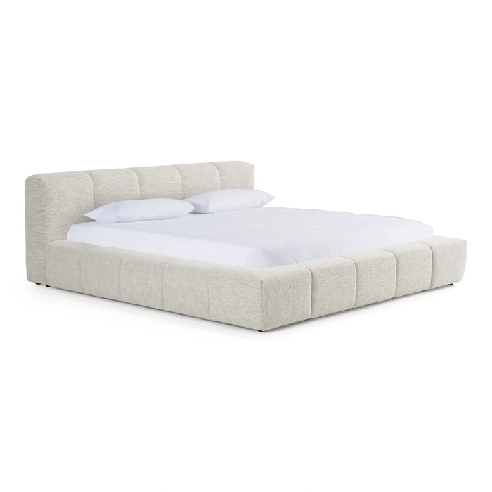 Lamont + Brooklyn - Modern Beige Fabric + Walnut 4-Piece Bedroom Set