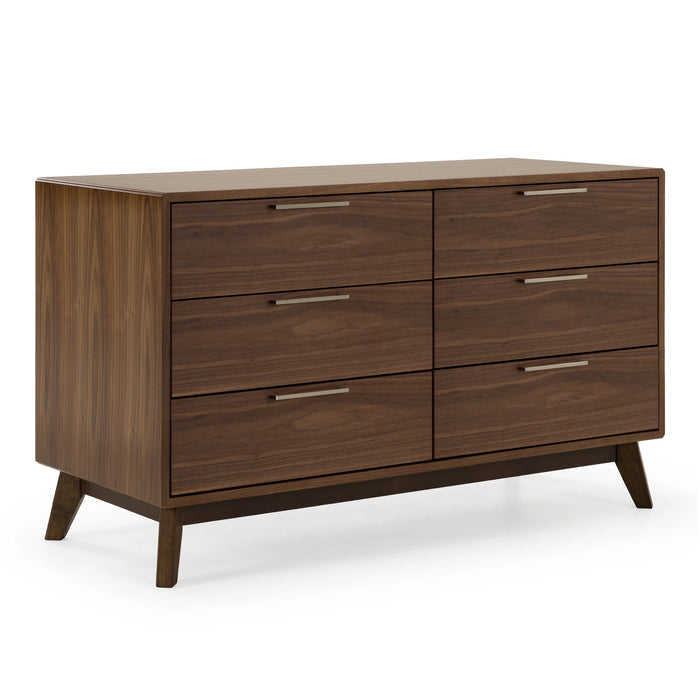 Lambert + Soria - Modern Burnt Orange Fabric + Walnut 4-Piece Bedroom Set