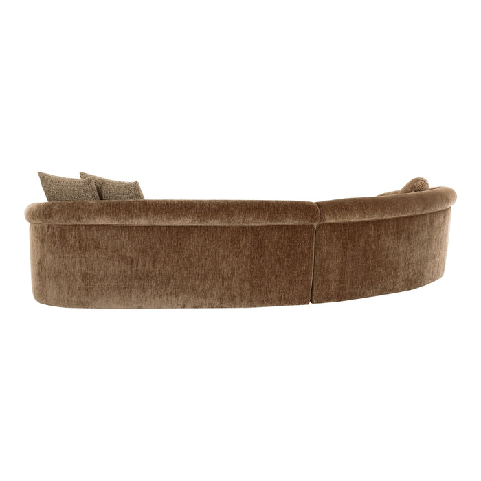 Sheth - Modern Brown Fabric Curved Sectional Sofa