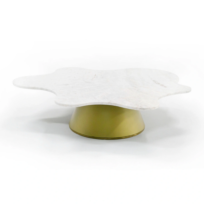 Gabbro - Glam White Marble + Gold Nesting Coffee Table Set