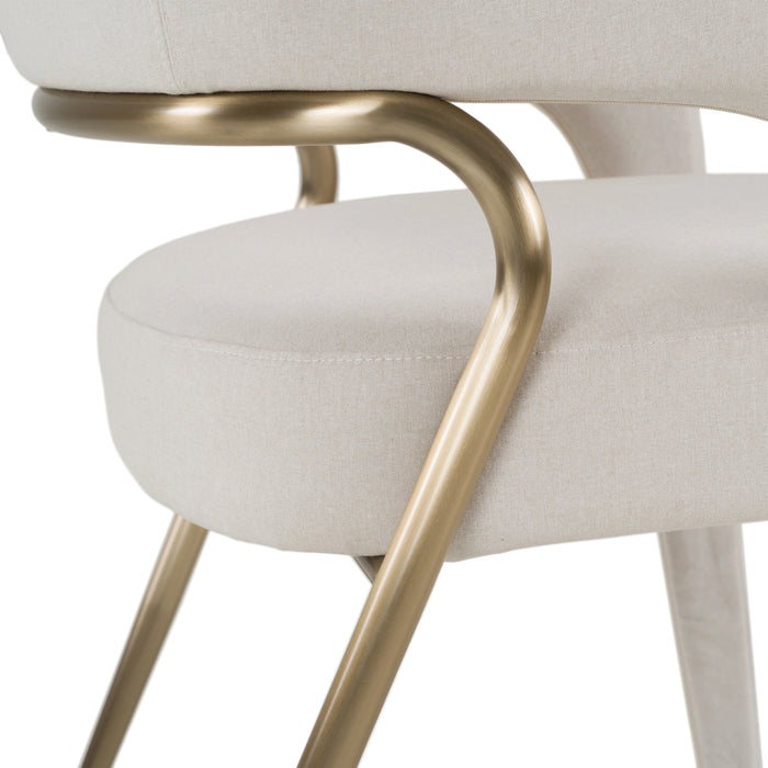 Elson - Modern Off-White Fabric + Antique Brass Dining Chair