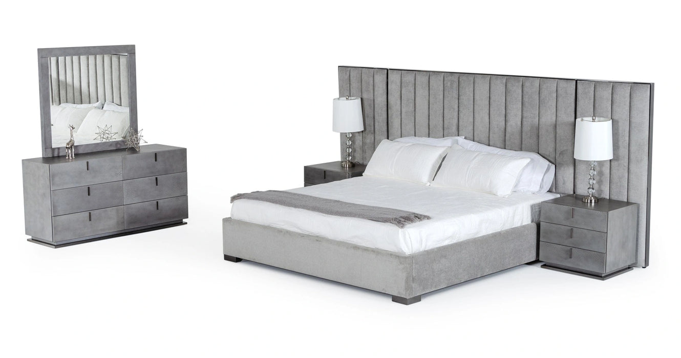 Buckley - Grey & Black Stainless Steel Bedroom Set