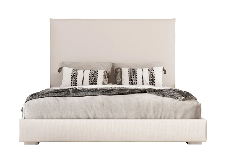 Sogno - Italian Modern Beige Fabric High Headboard Bed