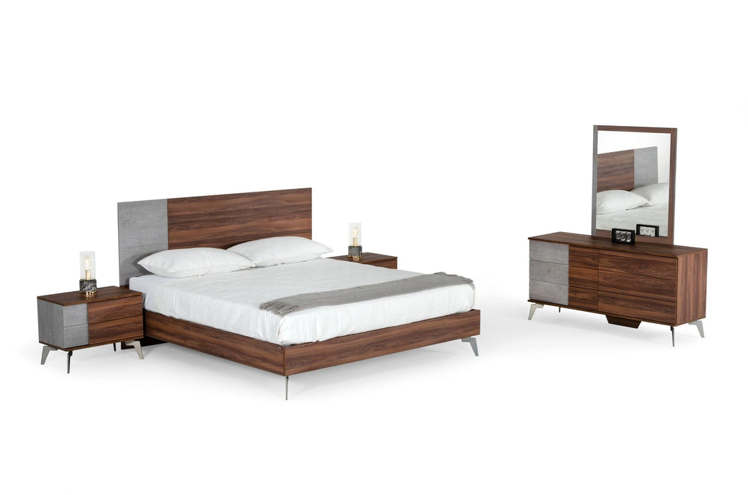 Palermo - Modern Italian Faux Concrete & Walnut Bed