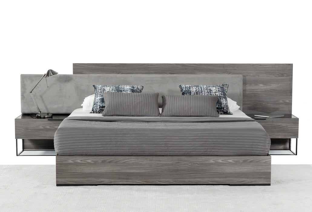 Enzo Italian Modern Grey Oak & Fabric Bedroom Set