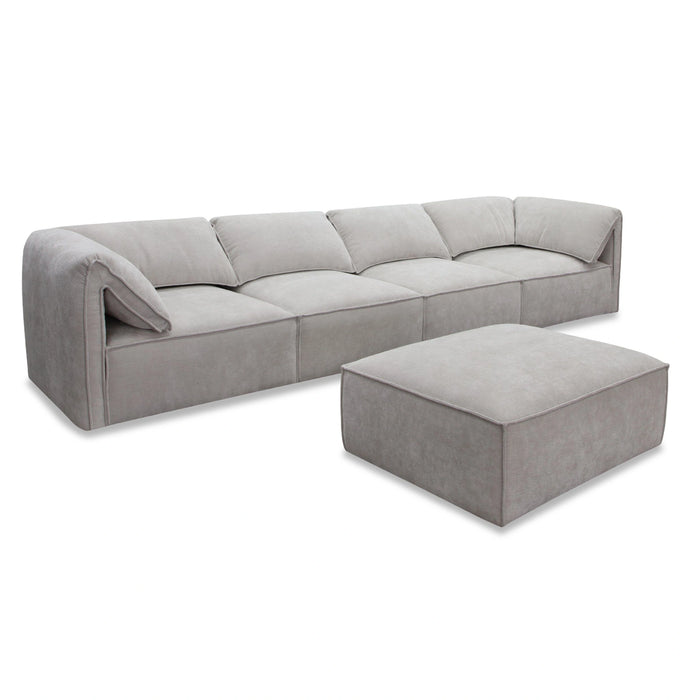 Gene - Modern Light Grey Fabric Modular Sectional Sofa-5-Piece Sectional