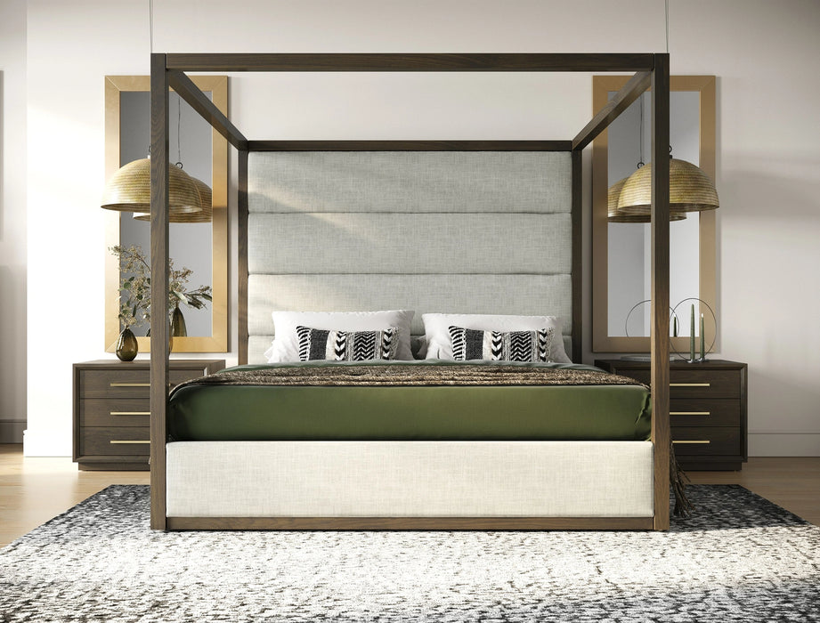 Manhattan - Contemporary Canopy Brown Oak Bedroom Set