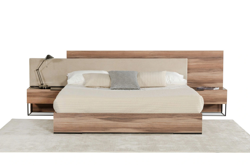 Matteo - Italian Modern Walnut & Fabric Bed
