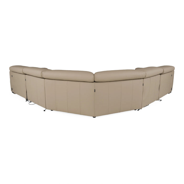 Carney - Modern Beige Leather Sectional Sofa + 3 Recliners