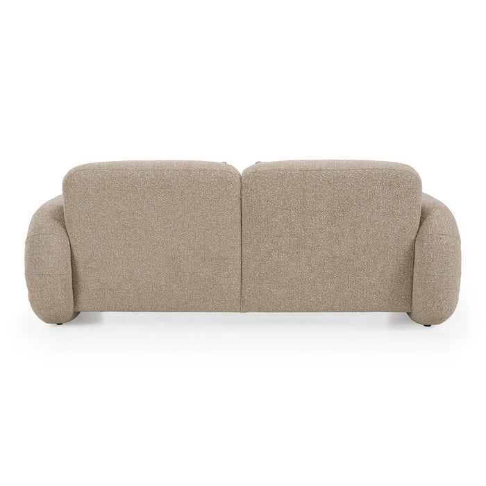 Odette - Modern Beige Fabric + White Burl Loveseat Sofa