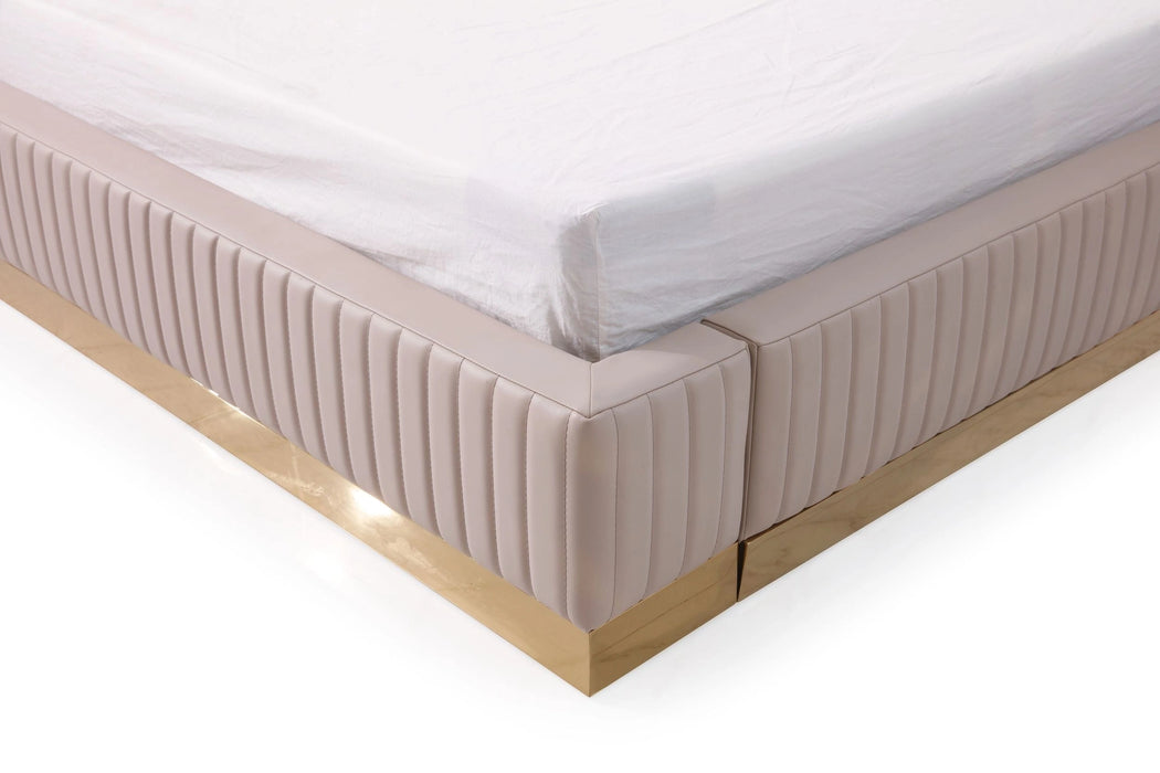 Sterling Modern Beige + Gold Bed + Nightstands