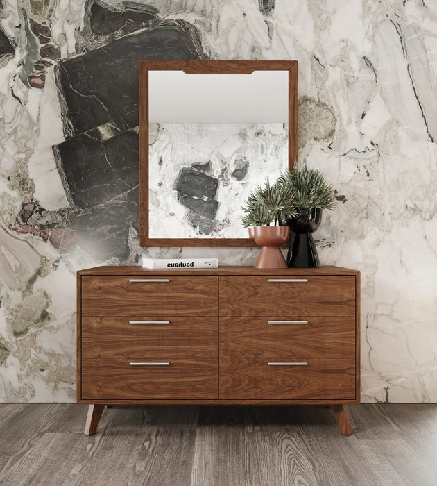 Lambert + Soria - Modern Burnt Orange Fabric + Walnut 4-Piece Bedroom Set
