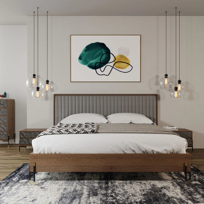 Metcalf - Mid-Century Walnut & Grey Bed