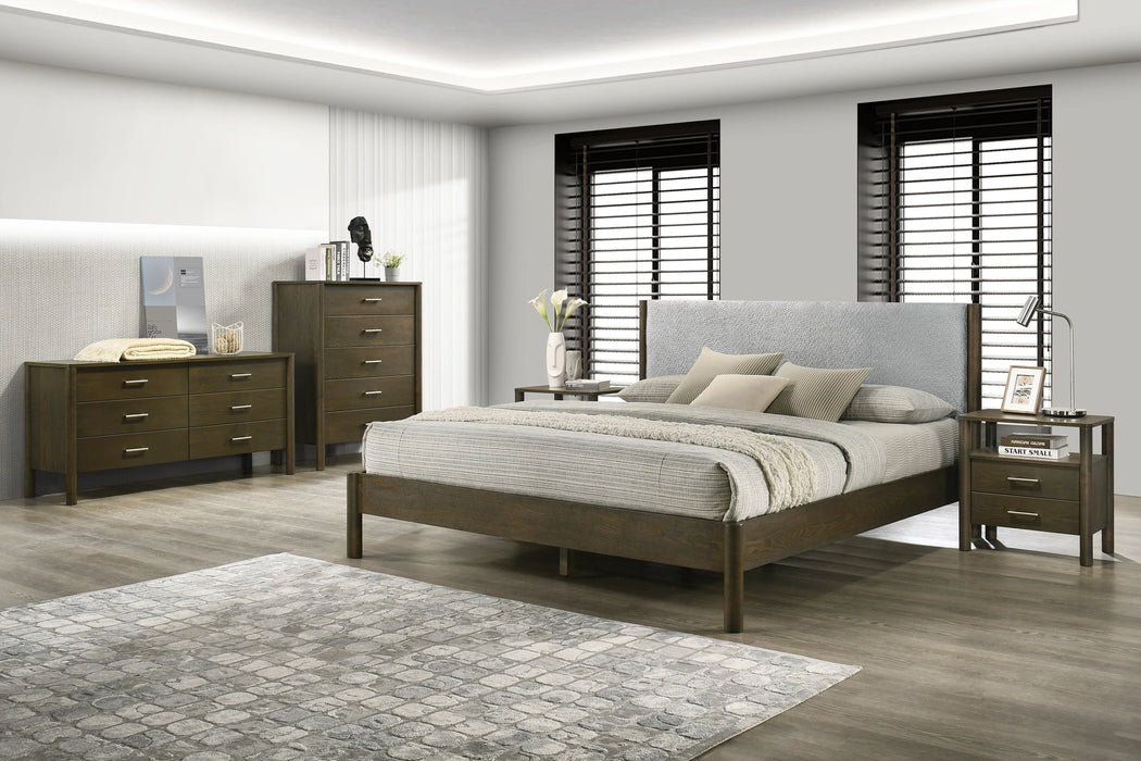 Carolina - Modern Grey Fabric + Wenge Bed