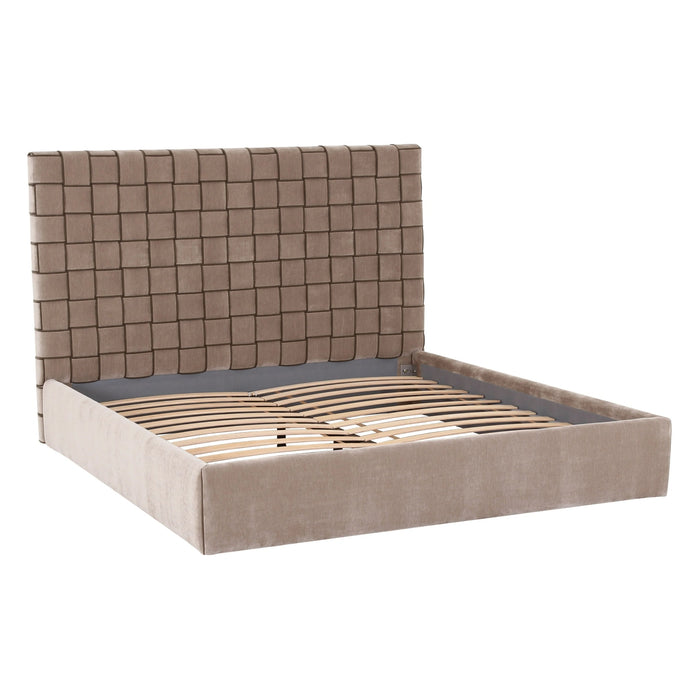 Rousey - Modern Taupe Fabric Bed