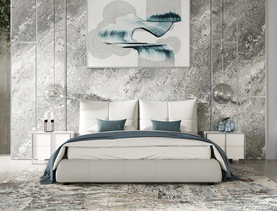 Patrick - Modern Light Grey Leather Bed