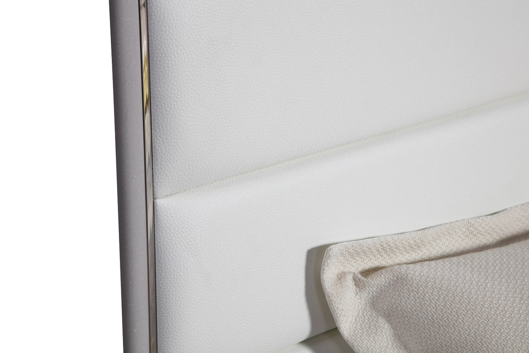 Cartier - Modern White Vegan Leather + Stainless Steel Bed