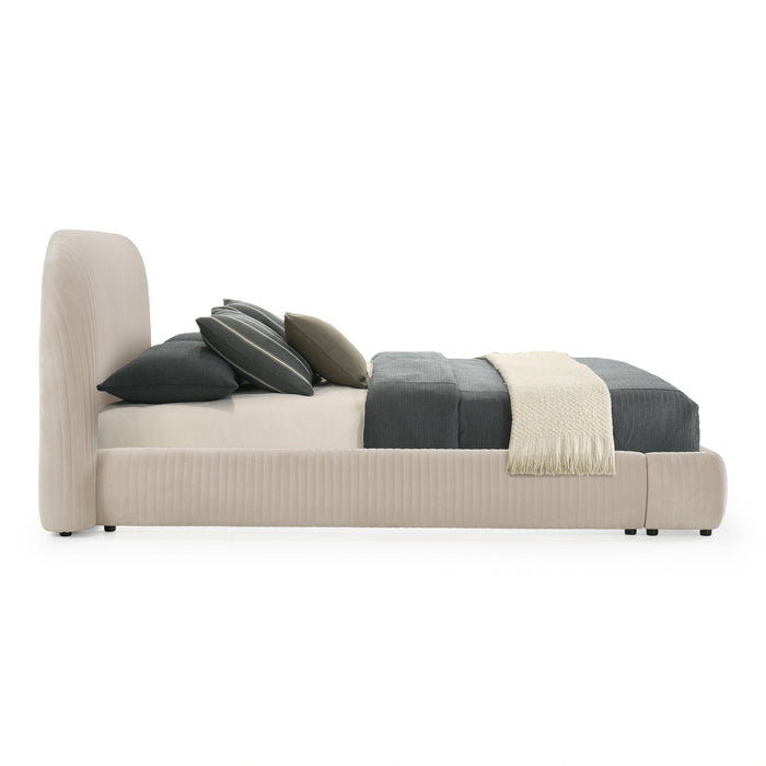 Hortman - Modern Beige Velvet Bed