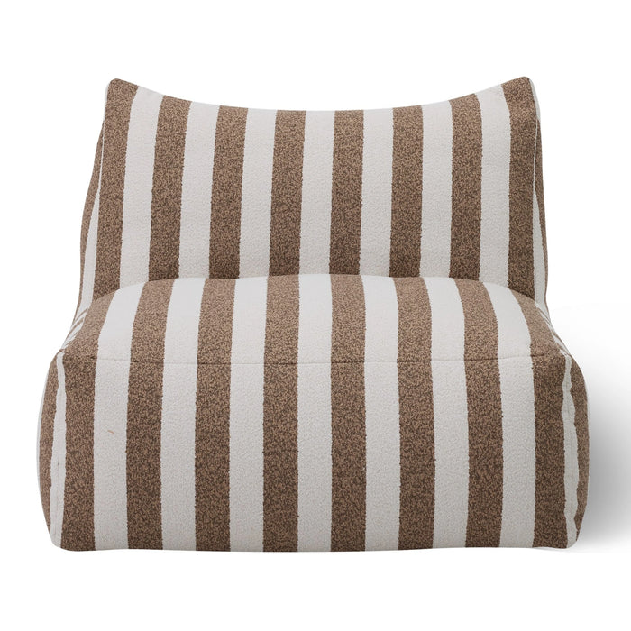 Lanuza - Outdoor Brown + White Stripe Fabric Armless Sofa Seat