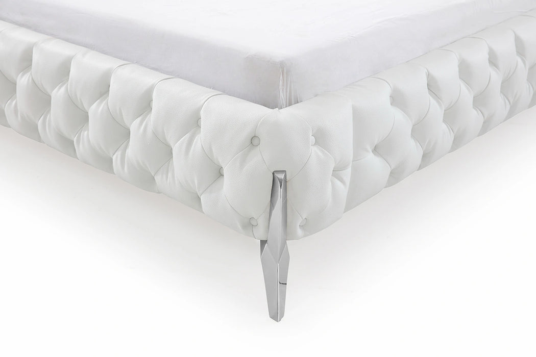 Legend Modern White Bonded Leather Bed