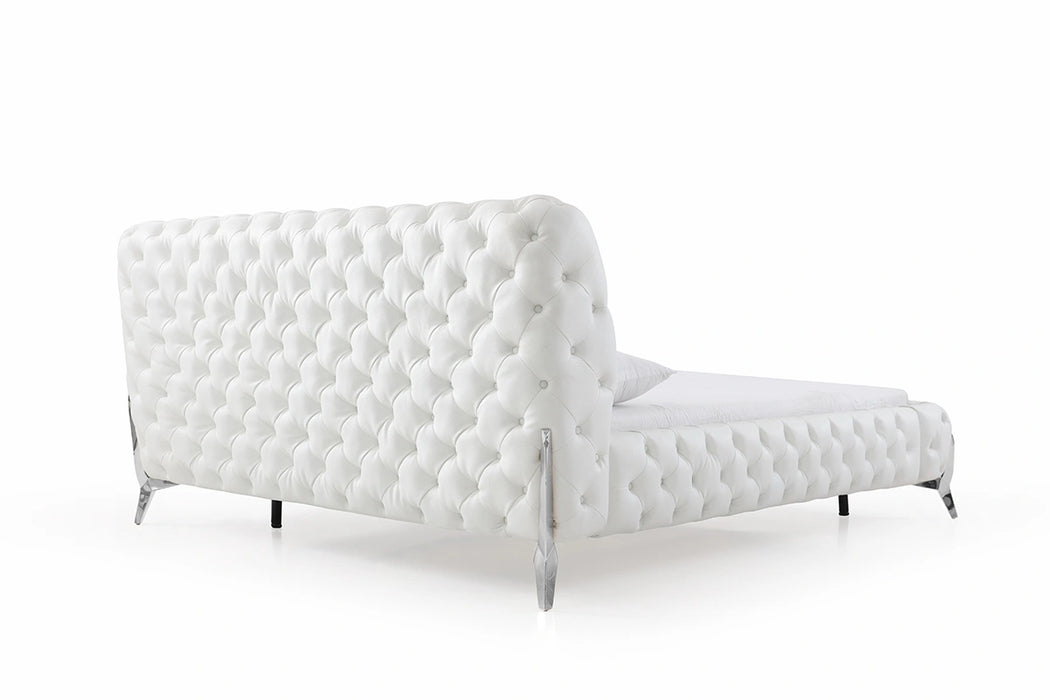 Legend Modern White Bonded Leather Bed