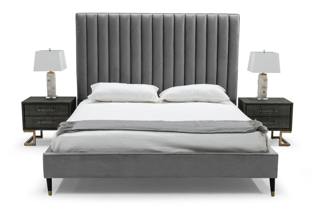 Hemlock - Modern Grey Velvet Bed