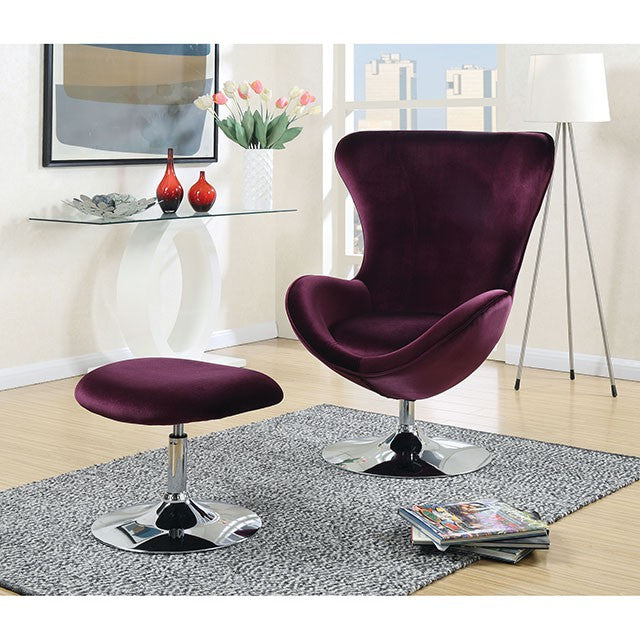 Eloise Purple Accent Chair w/ Ottoman