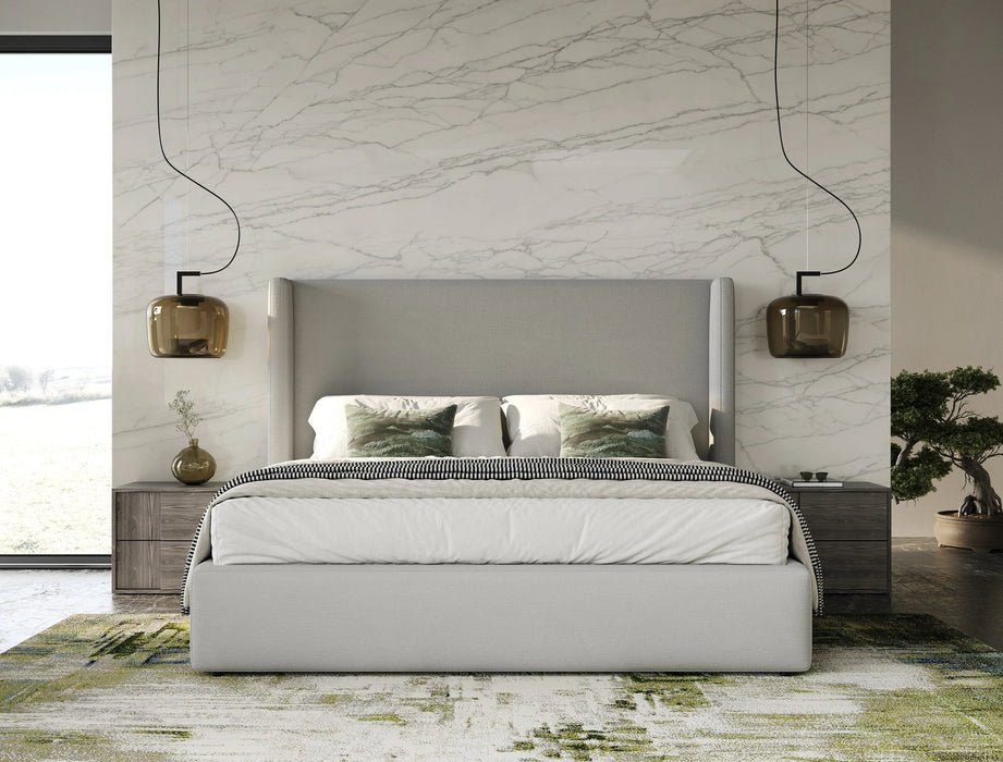 Byrne + Asus - Modern Grey Fabric + Elm Grey 4-Piece Bedroom Set