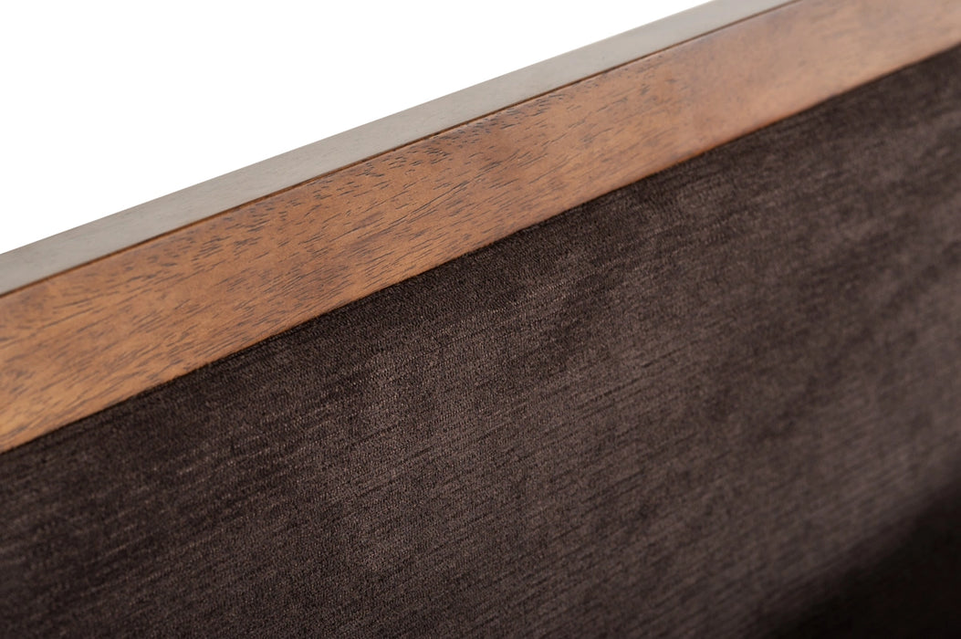 Marshall Mid-Century Modern Brown Fabric & Walnut Bed