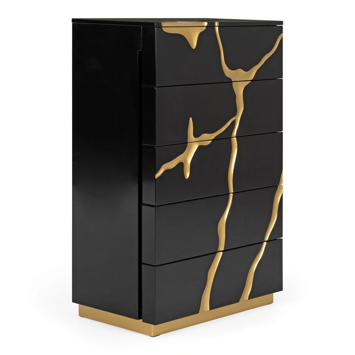 Aspen - Modern Black & Gold Wide Chest