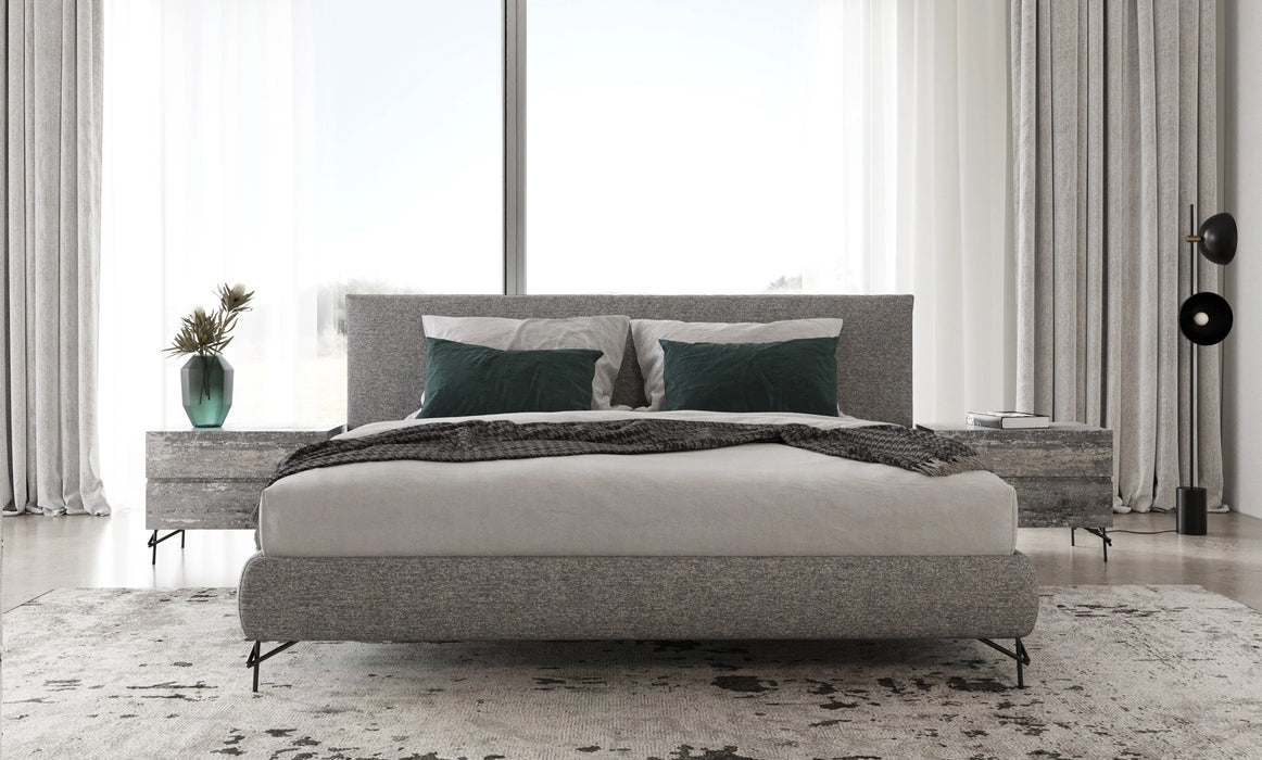 Aria - Italian Modern Multi Grey Bed and Two Nightstands