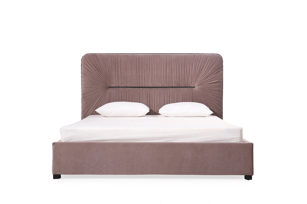 Duke Modern Grey Velvet & Black Gun Chrome 4-Piece Bedroom Set