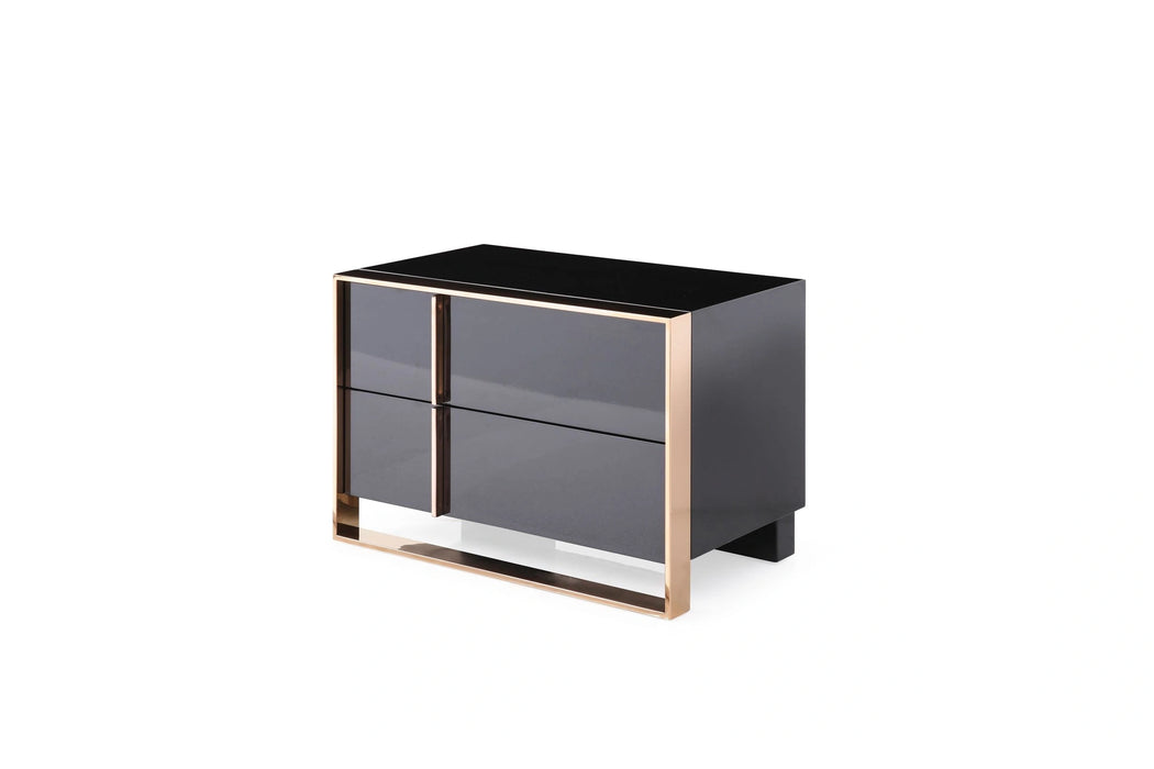 Cartier - Modern Black + Rose Gold Bed + Nightstands