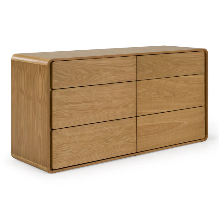 Lamont + Dustin - Modern Beige Fabric + Natural Oak 4-Piece Bedroom Set