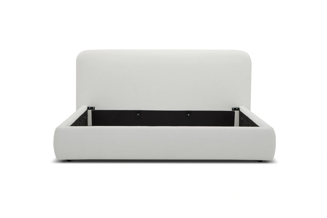 Liam - Modern Ivory Fabric Upholstered Bed