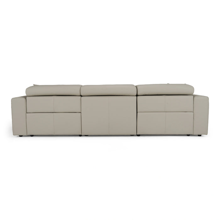 Dalton - Modern Italian Light Grey Leather 4-Seat Sofa + 2 Recliners