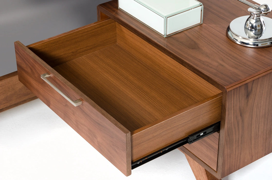 Soria Mid-Century Grey & Walnut Bedroom Set