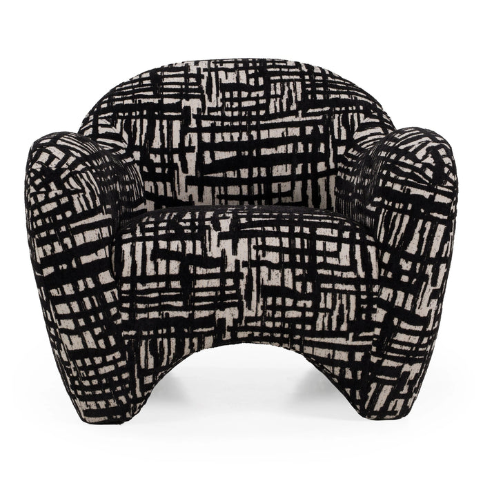 Hurd - Modern Black + Beige Pattern Fabric Accent Chair