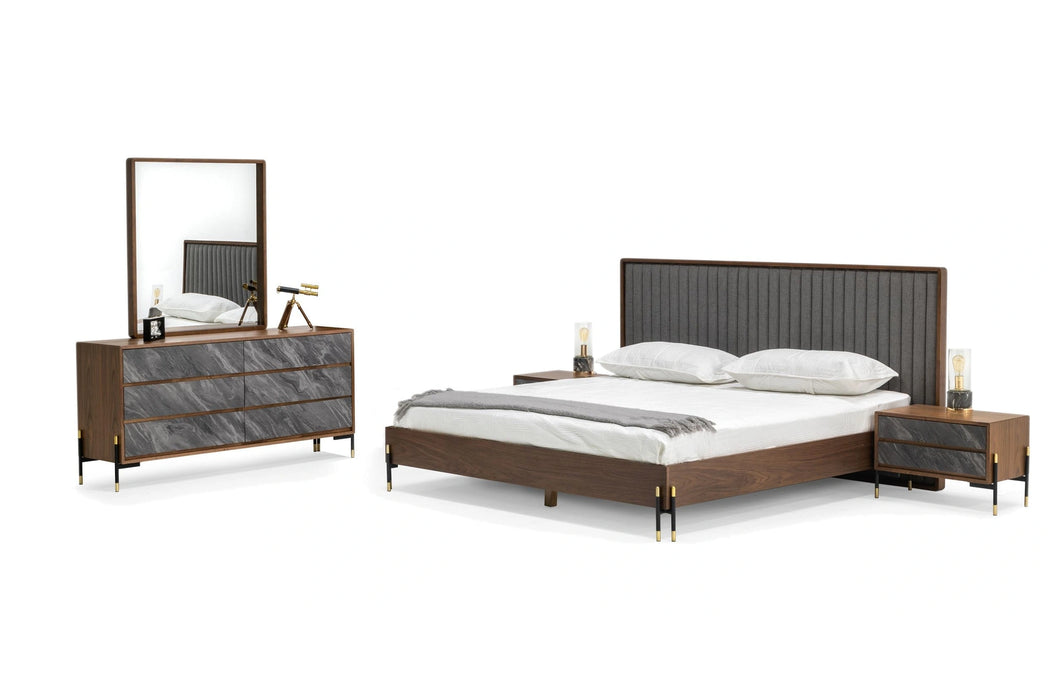 Metcalf - Mid-Century Walnut & Grey Bedroom Set