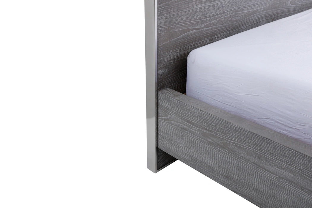 Charlene Modern Grey Elm & Stainless Steel Bed