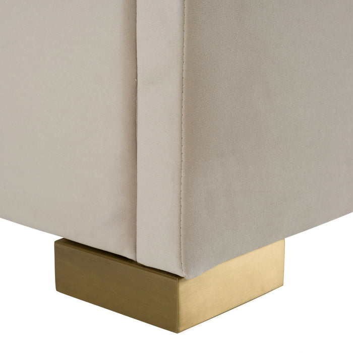 Florence - Modern Beige Velvet + Leatherette Bedroom Set