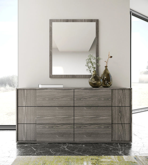 Byrne + Asus - Modern Grey Fabric + Elm Grey 4-Piece Bedroom Set