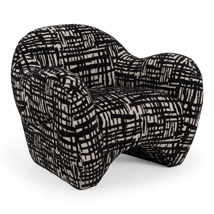 Hurd - Modern Black + Beige Pattern Fabric Accent Chair